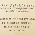 Works of Giovanni Pontano – Aldine Press – 1518 | First edition, Post-Incunable