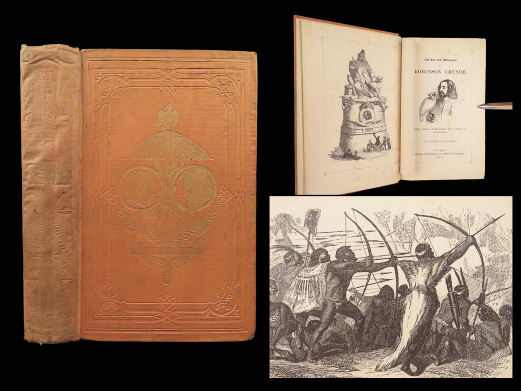 The life and adventures of robinson crusoe – daniel defoe – 1853 | grandville illustrations | this routledge edition of defoe’s original adventure novel <em>robinson crusoe</em> includes a memoir of the author, an essay on his literary works, and numerous illustrations by celebrated french caricaturist grandville.