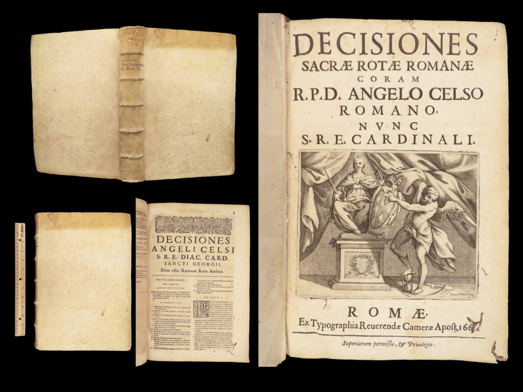 Decisiones sacrae rotae romanae – catholic church – 1668 | vellum folio | rome 1668 folio compiling more than four hundred rulings of the sacred roman rota on ecclesiastical law, jurisdiction, and finance, issued during the appointment of cardinal angelo celsi.