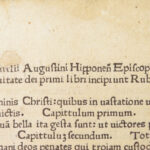 De civitate dei – Augustine of Hippo – 1474 | First Edition Incunable, Rome Printing
