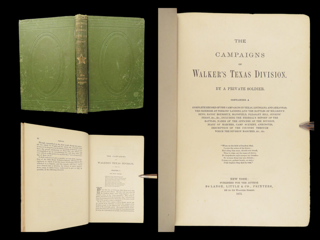 The Campaigns Of Walker’s Texas Division – J. P. Blessington – 1875 | First Edition, Confederate Memoir | 1 The campaigns of walker’s texas division – j. P. Blessington – 1875 | first edition, confederate memoir | this first edition of blessington’s scarce personal narrative of <em>the campaigns of walker’s texas division</em> details firsthand confederate troop movements and battles in the western and trans-mississippi theaters.