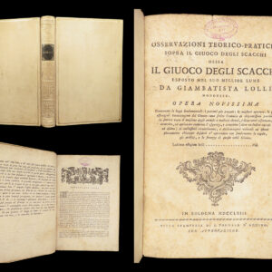Osservazioni sopra il giuoco degli scacchi – Lolli – 1763 | First Edition | Chess Manual