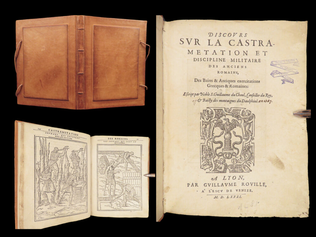Discorso – du choul – 1581 | roman military & baths, turks | illustrated | guillaume du choul’s 1581 venetian edition studies roman military camp design and greco-roman baths, illustrated with 42 engravings and a folding map, plus sansovino’s turkish supplement.