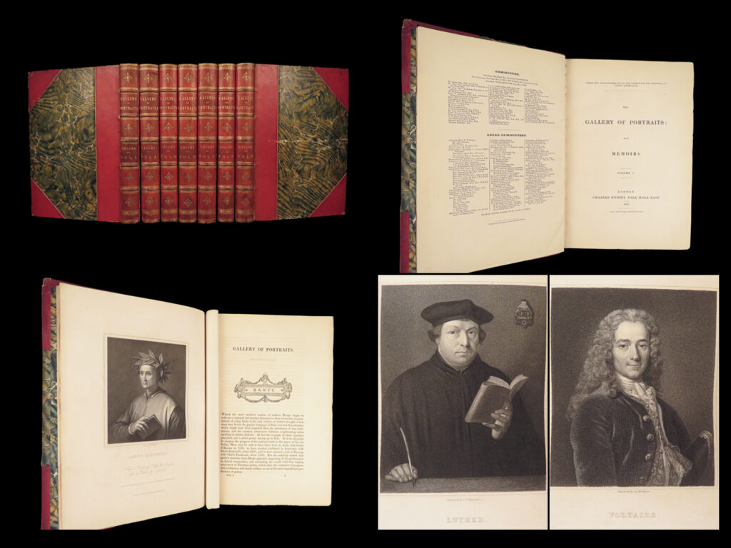 The gallery of portraits with memoirs – 1833 | first edition w/ steel engravings, 7 volumes | arthur thomas malkin’s the gallery of portraits with memoirs (1833), a first edition in seven volumes, contains 168 steel-engraved portraits with biographies of dante, newton, washington, napoleon, and other influential figures.