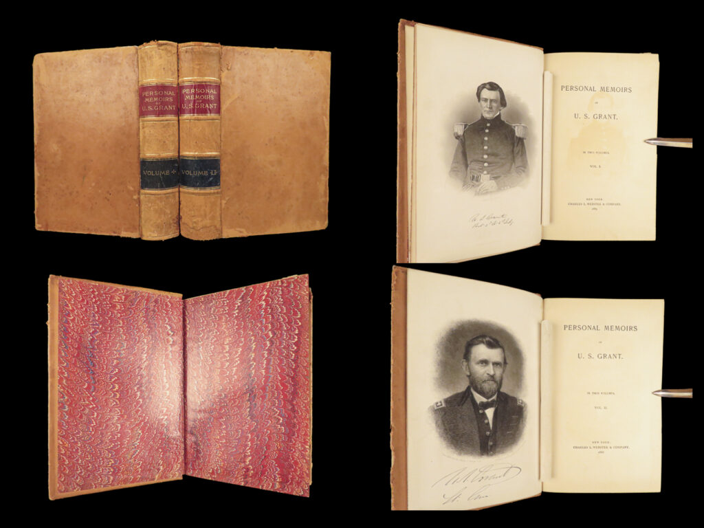 Personal Memoirs Of U.s. Grant – Ulysses S. Grant – 1885–86 | First Edition In Original Leather | 1 Personal memoirs of u. S. Grant – ulysses s. Grant – 1885–86 | first edition in original leather | first edition memoirs of u. S. Grant, published 1885–86 in two volumes. Original green cloth binding with all illustrations. Grant completed this firsthand civil war account while gravely ill. Published under mark twain’s imprint.