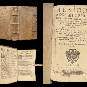 Works of Hesiod – 1591 | Hesiodus Theogony in Greek & Latin | Tooled Vellum