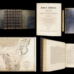 The Holy Bible – 1812 | John Hewett Commentary, 120 Engravings, 6 Huge Volumes
