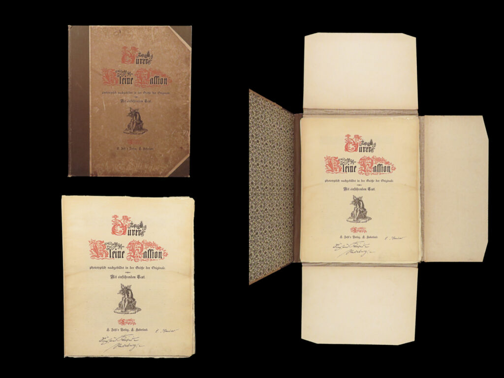 Kleine passion – albrecht dürer – 1887 | 37 plates of life of jesus christ | phototypic facsimile from 1887 of albrecht dürer’s kleine passion, with 37 prints issued loose in a leipzig portfolio binding,
