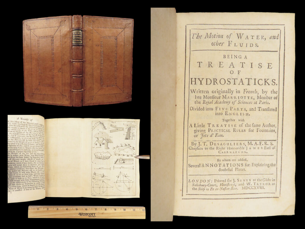 Motion Of Water – Edme Mariotte – 1718 | First Edition, Hydrostatics &Amp; Fountains | 1 Motion of water – edme mariotte – 1718 | first edition, hydrostatics & fountains | 1718 english edition of edme mariotte’s study on water motion, gravity, and fountains, translated by j. T. Desaguliers, featuring seven engraved plates and a companion practical treatise.