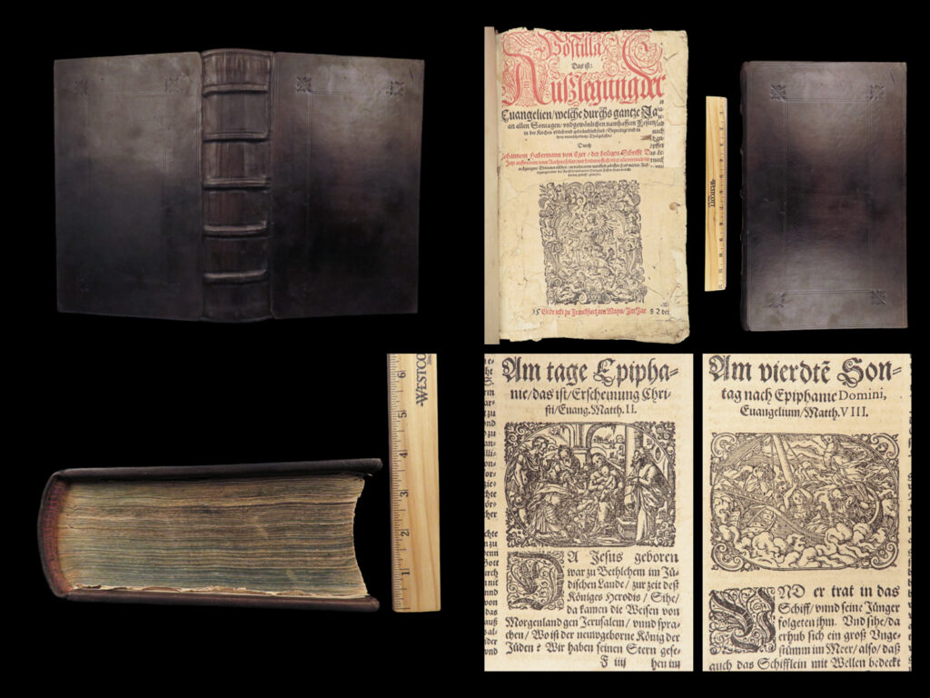 Postilla – Works Of Johann Avenarius Habermann – 1582 | Large Frankfurt Folio | 1 Postilla – works of johann avenarius habermann – 1582 | large frankfurt folio | 1582 frankfurt folio of johann avenarius habermann’s sermons and theological writings arranged for the liturgical year, including sections on the trinity, epistles, and gospels.