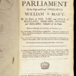 Laws & Acts Made in the First Parliament of William & Mary – Scotland – 1690-95 | Complete Folio