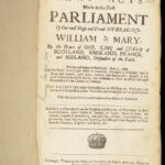 Laws & Acts Made in the First Parliament of William & Mary – Scotland – 1690-95 | Complete Folio