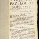 Laws & Acts Made in the First Parliament of William & Mary – Scotland – 1690-95 | Complete Folio