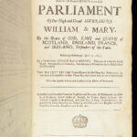 Laws & Acts Made in the First Parliament of William & Mary – Scotland – 1690-95 | Complete Folio