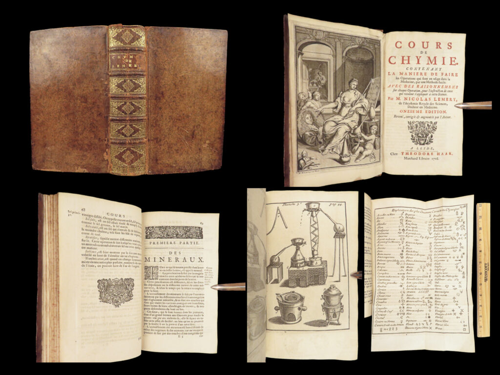 Cours de chymie – nicolas lémery – 1716 | illustrated chemistry experiments | lémery’s influential 1716 cours de chymie presents early modern chemical and medical operations, featuring astrological-alchemical insights and seven engravings, including a frontispiece.
