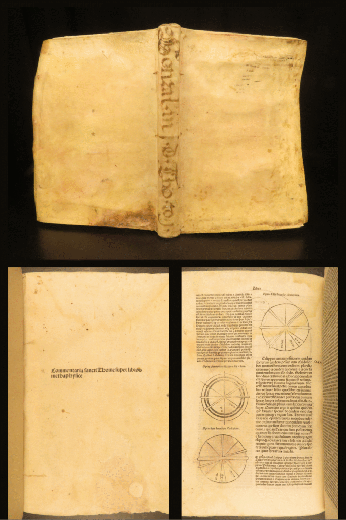 1493 – aristotle metaphysics by saint thomas aquinas | incunabula commentary | complete 1493 venetian folio of aquinas’s commentary on aristotle’s metaphysics, printed by simon bevilaqua, and listed in istc and goff with full printer’s device present.