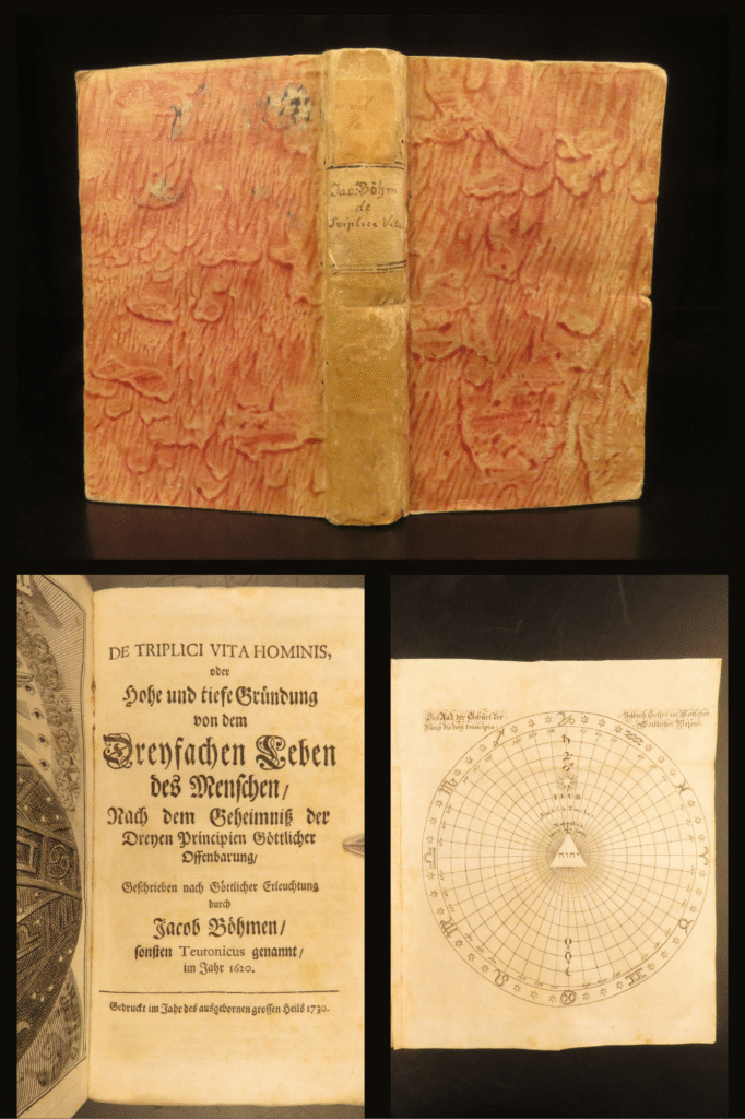 De triplici vita hominis – jakob böhme – 1730 | early german mystical philosophy | jakob böhme’s de triplici vita hominis (1730) presents a mystical study of the threefold life of man, printed in the netherlands in duodecimo format with a frontispiece.