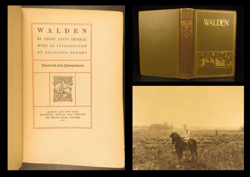 Walden – henry david thoreau – 1902 | illustrated, transcendentalism | henry david thoreau’s classic reflection on self-reliance and simple living, this 1902 houghton edition includes 11 engravings and an introduction by bradford torrey, bound in original gilt-stamped cloth.