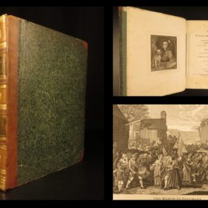 1821 – Works of William Hogarth | Illustrated Satire | 2 Leather Folio Volumes