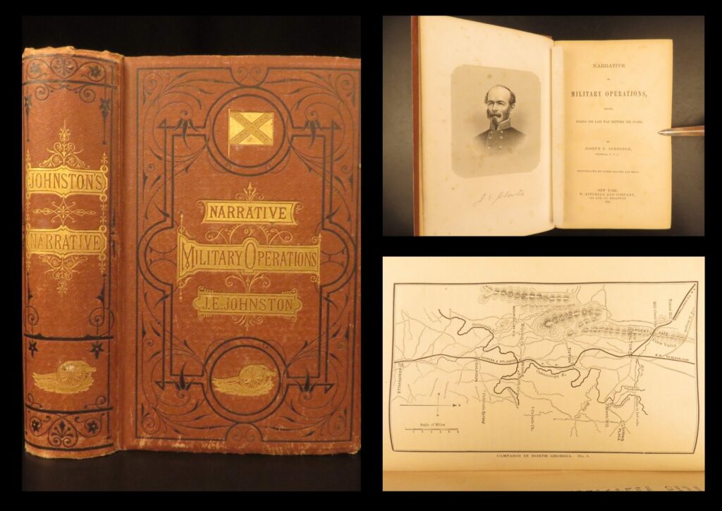 1874 – confederate military operations – gen. Joseph johnston | civil war narrative | first edition of joseph e. Johnston’s civil war memoir printed in 1874, noted for its strong anti-davis stance and inclusion of 21 engravings, including maps and portraits.
