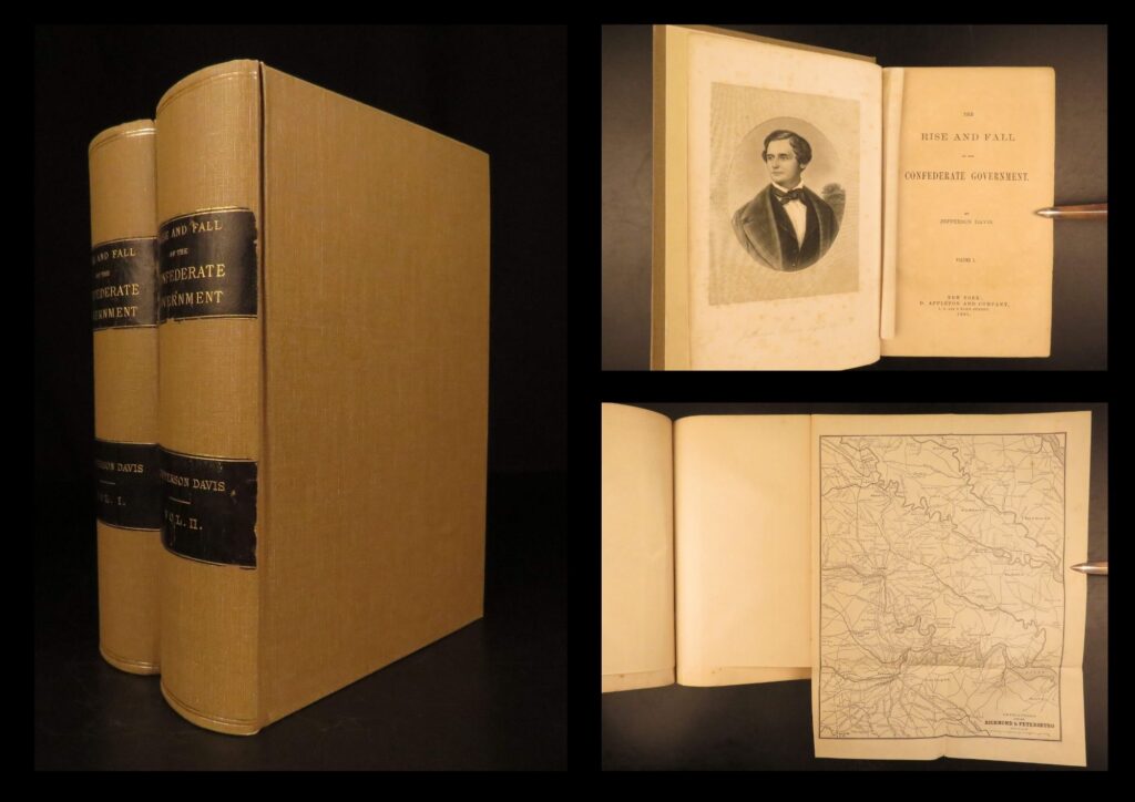 1881 – the rise and fall of the confederate government – jefferson davis | first edition | first edition of the rise and fall of the confederate government (1881) by jefferson davis. Complete two-volume set with all maps and engravings.