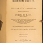 1877 – Mormonism Unveiled – John Lee | First Edition | Mormon Secrets & Scandal