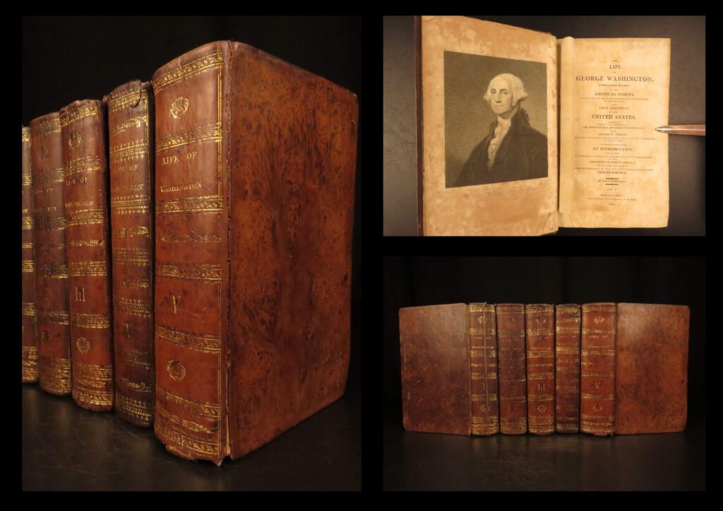 The life of george washington – john marshall – 1804 | first edition set, 5 volumes | first edition, rare five-volume set of the life of george washington by chief justice john marshall, using private papers to document washington’s military and political legacy.