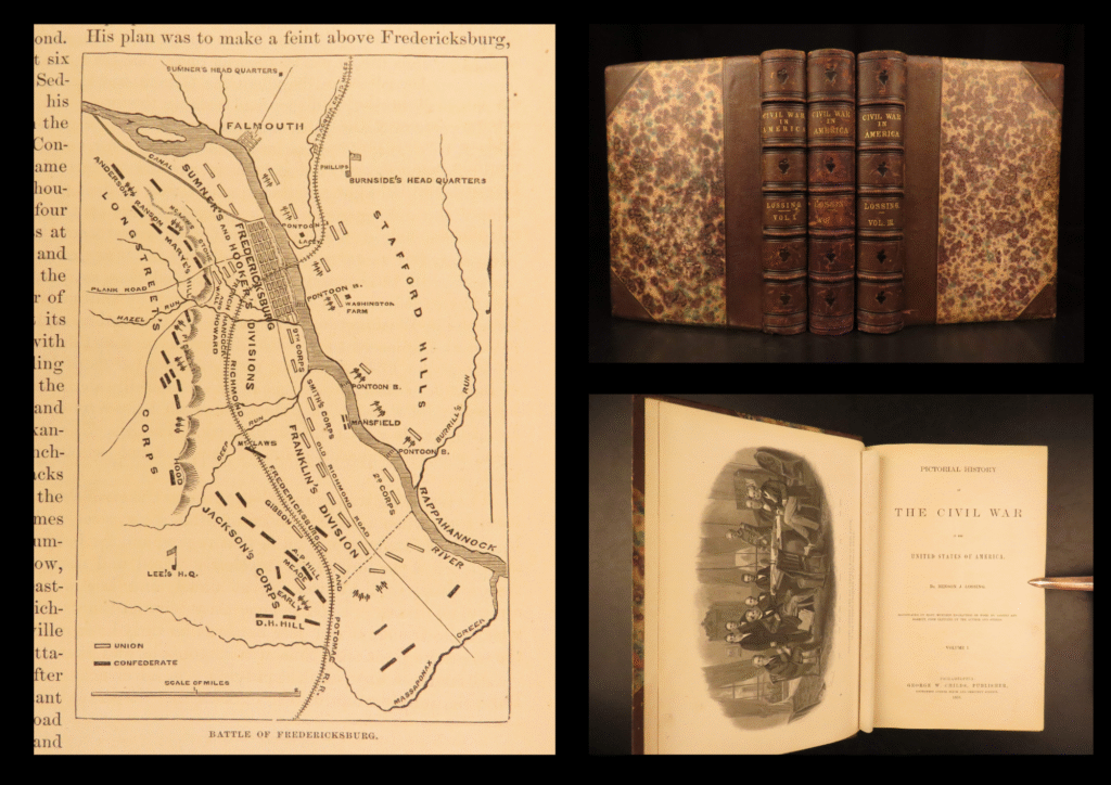 1866 – pictorial history of the civil war – lossing | first edition | illustrated americana | three-volume first edition of benson j. Lossing’s civil war pictorial history, published 1866–1868, illustrated with engravings and includes original manuscript letters.