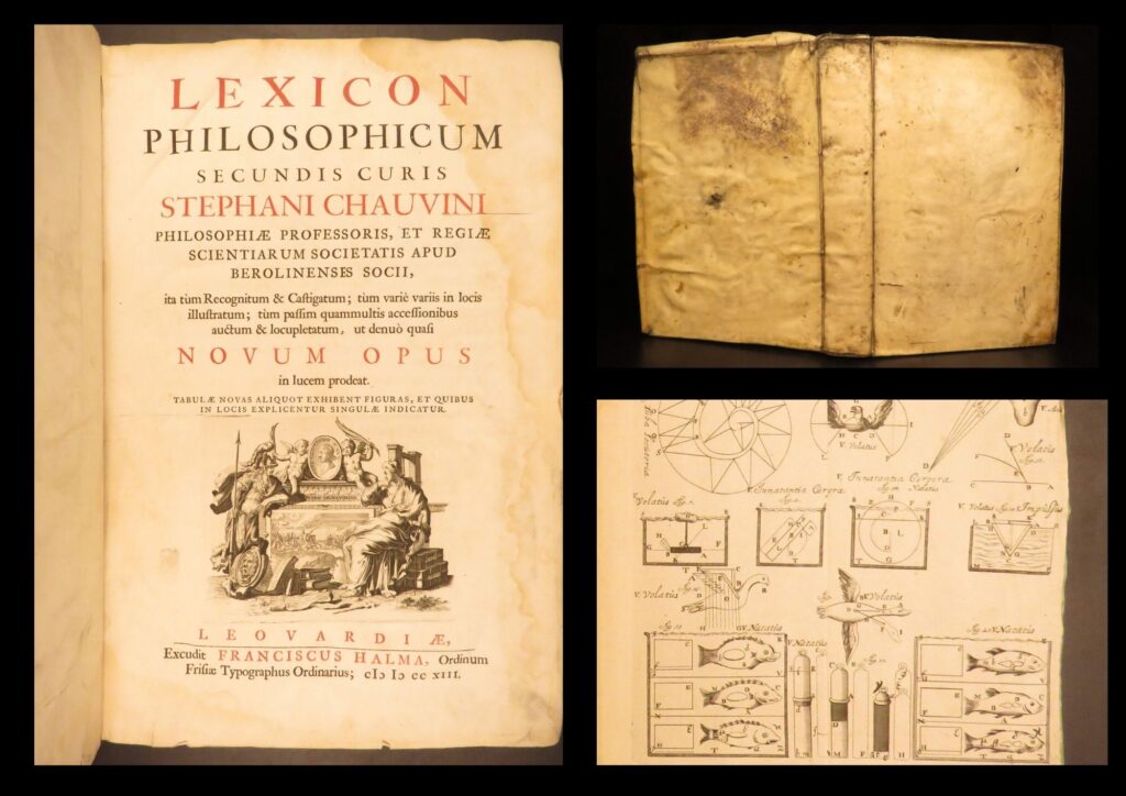 1713 – philosophy lexicon – stephen chauvin | first edition, huge folding engravings | étienne chauvin’s lexicon philosophicum (1713) is a latin philosophical dictionary known for being one of the best ‘early modern’ lexicons.