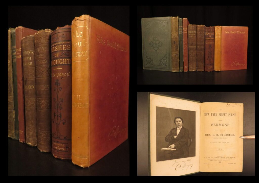 1857-81 – charles spurgeon works | baptist sermons, lectures, soul-winner | 7v | a fine collection of early printings of charles spurgeon’s works, including his famous lectures and sermons.