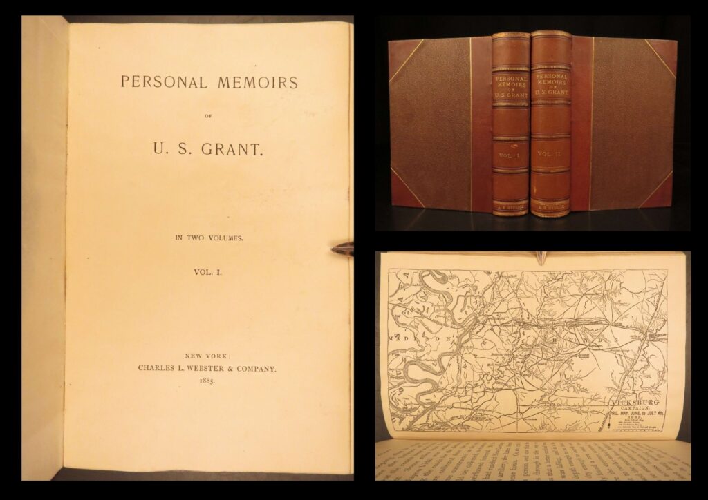 Personal memoirs of u. S. Grant – ulysses s. Grant – 1885–86 | first edition in original leather | first edition memoirs of u. S. Grant, published 1885–86 in two volumes. Original green cloth binding with all illustrations. Grant completed this firsthand civil war account while gravely ill. Published under mark twain’s imprint.