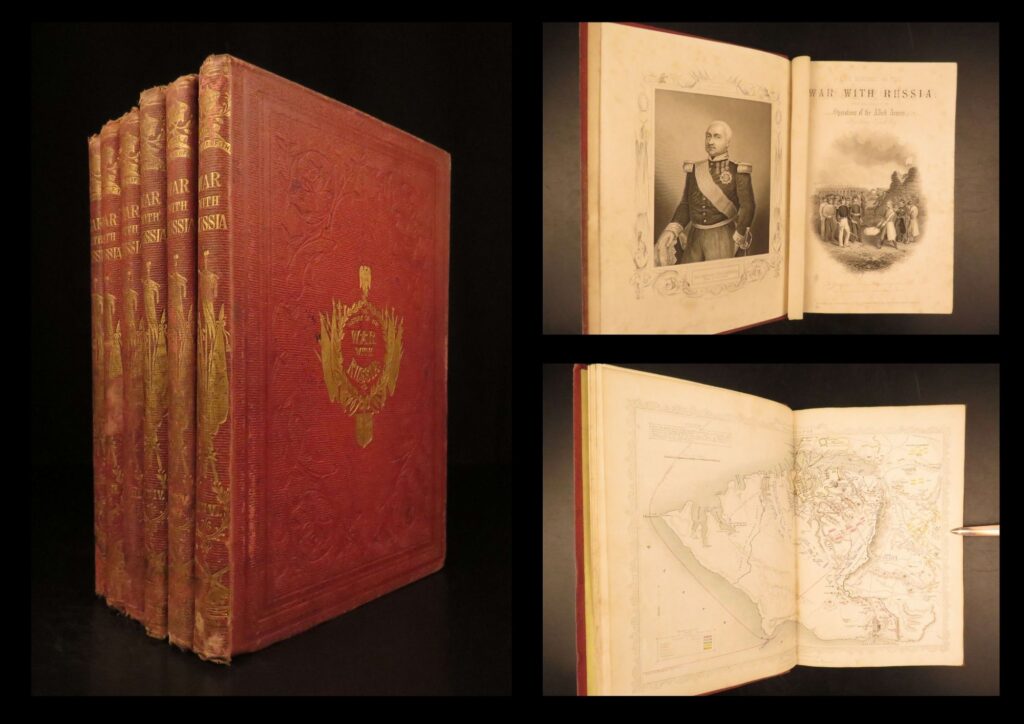 1860 – history of crimean war – tyrell | illustrated battle scenes & russia maps | first edition of henry tyrrell’s illustrated crimean war chronicle published ca. 1860 in two volumes, complete with engraved portraits, fold-out maps, and battle plates.