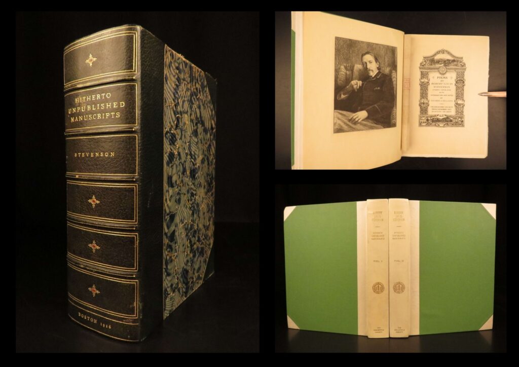 1916 – poems of robert louis stevenson | beautiful binding, limited edition | privately printed in 1916 by the bibliophile society, this limited two-volume set of stevenson’s poems includes unpublished works and an introduction by george s. Hellman.