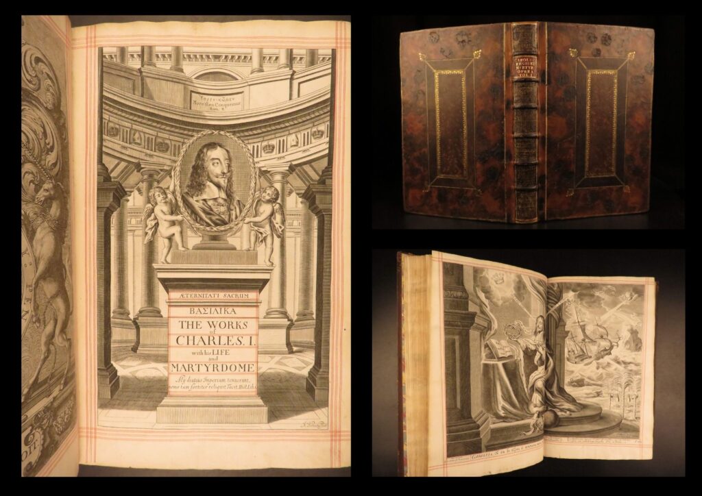 1662 – king charles i eikon basilike | english civil war | first edition folio | this 1662 london folio edition of <em>basilika</em> collects the writings, declarations, and life of king charles i. The text features the <em>eikon basilike</em>, charles’ purported spiritual autobiography, which was released mere days after his execution.