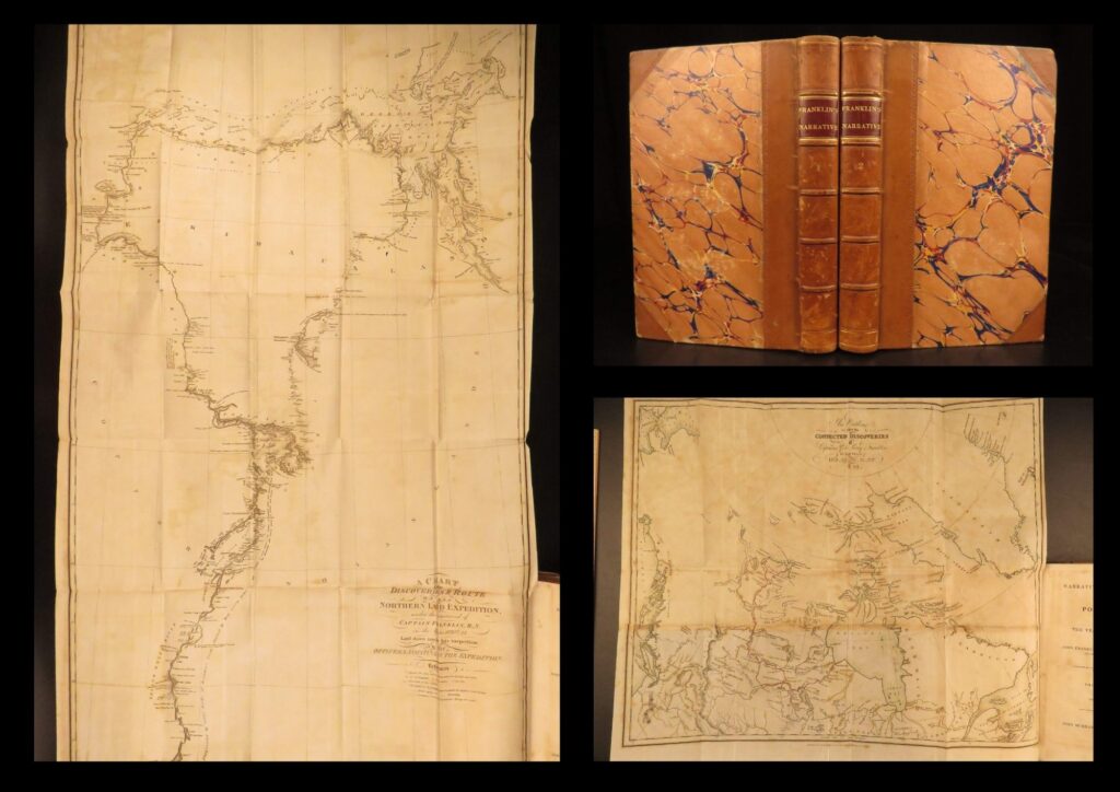 1824 – john franklin – voyage to polar sea | arctic exploration & famous maps | sir john franklin’s 1824 third edition account of the 1819 to 1822 arctic expedition, complete in two volumes with four folding maps and references to alaska and indigenous tribes.