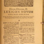 1692 – Hebrew Bible Lexicon – Opitz | Jewish Torah Study – Vellum, First ed