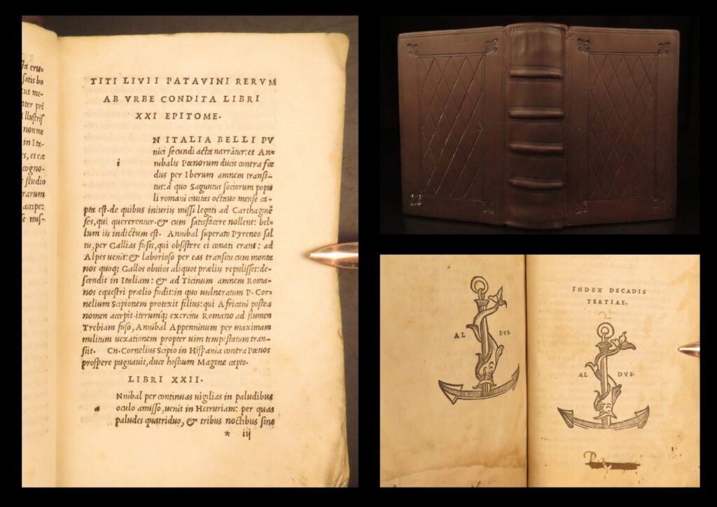 1519 – history of rome, livy | third decade on second punic wars - hannibal | a 1519 aldine press first edition of livy’s third decade, focused on the second punic war and printed in venice in latin.