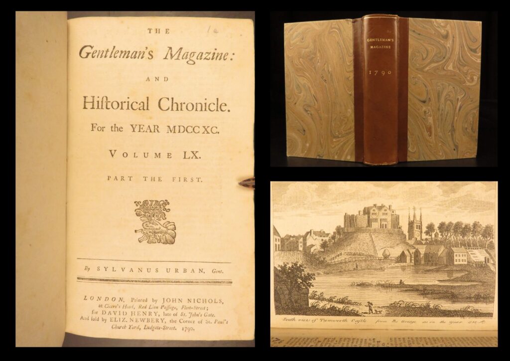 1790 – gentleman’s magazine | benjamin franklin & bounty mutiny, slave lake map | first edition 1790 part of the gentleman’s magazine with benjamin franklin material, early bounty reports, french revolution coverage, west indies trade, and a folding slave lake map.