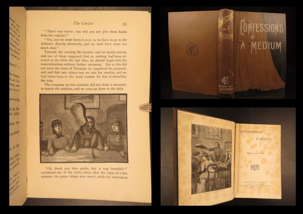 1882 – confessions of a medium | first edition, famous occult spiritualism | confessions of a medium by anonymous, london 1882, recounts séances, spirit rapping, mediumship demonstrations, and spirit photography during the victorian spiritualist movement.