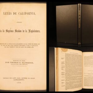1856 – Laws of California | Famous Spanish Translation | First Edition of 7th Session