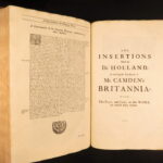 1722 – William Camden’s Britannia | Illustrated England & Ancient Coins – 2v