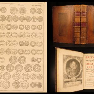 1722 – William Camden’s Britannia | Illustrated England & Ancient Coins – 2v
