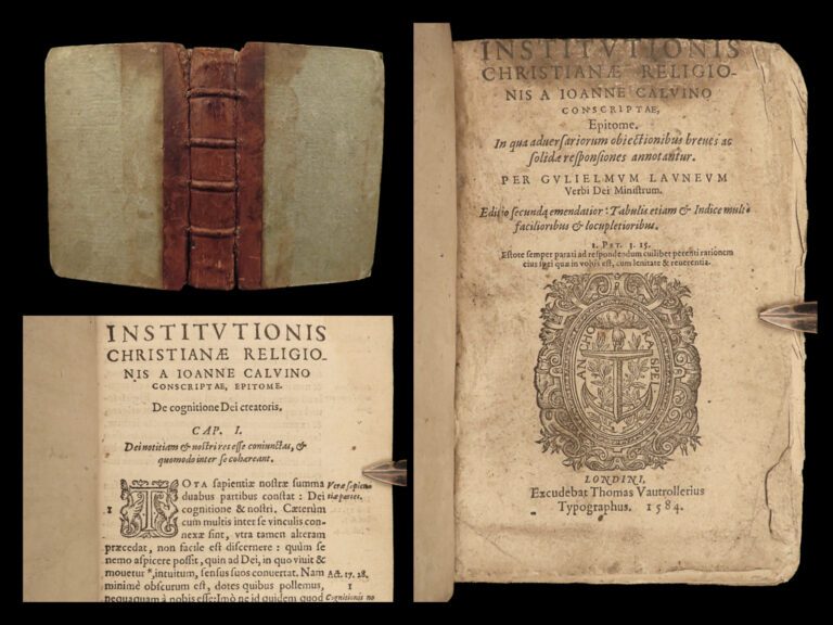 Image of 1584 John Calvin Institutes of Christian Religion Geneva Bible Catechism FAMOUS