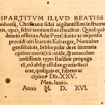 1516 – Works of Ambrose, Bishop of Milan | Post-Incunable, Koberger Printed